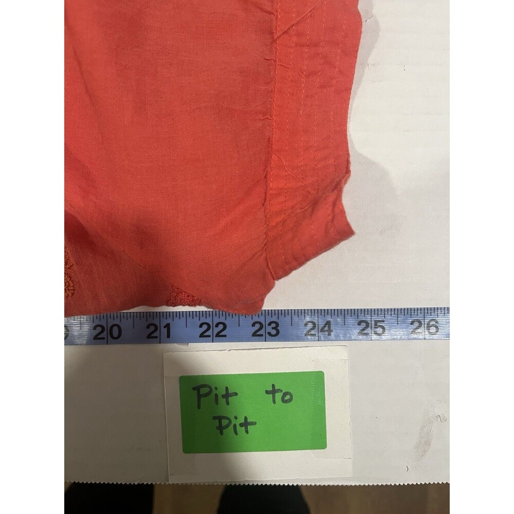 NINE WEST Women L Pink Short Sleeve Top Embroidered Pleated Boho Peasant Hippie - Picture 7 of 11